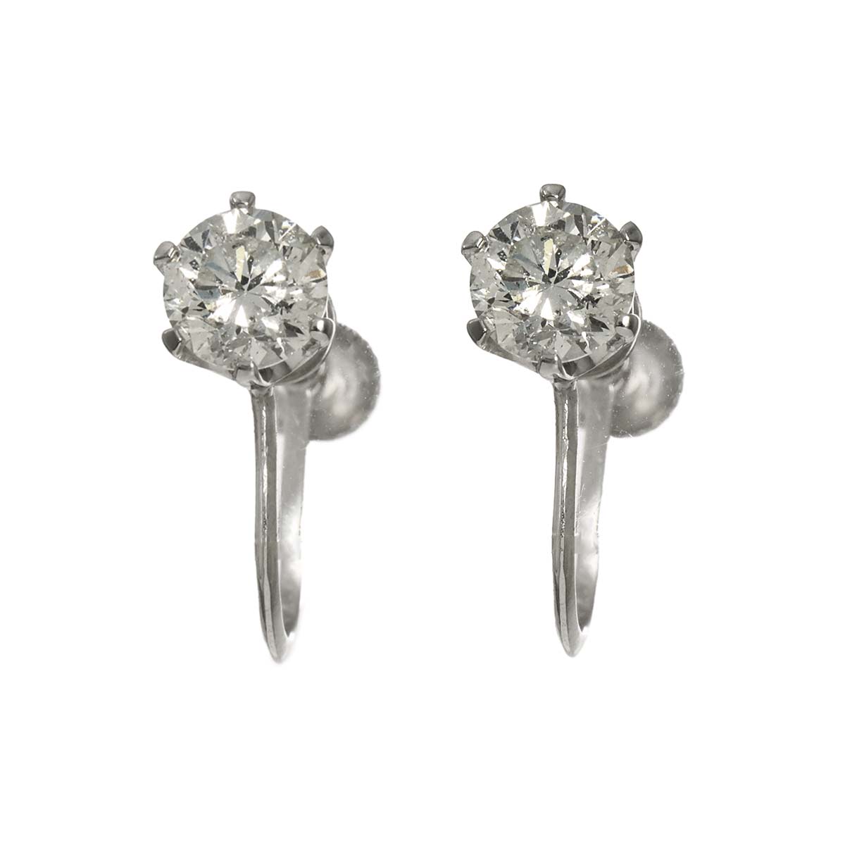 Diamond 0.52ct/0.52ct Earrings Clip-on 18K K18 WG 750