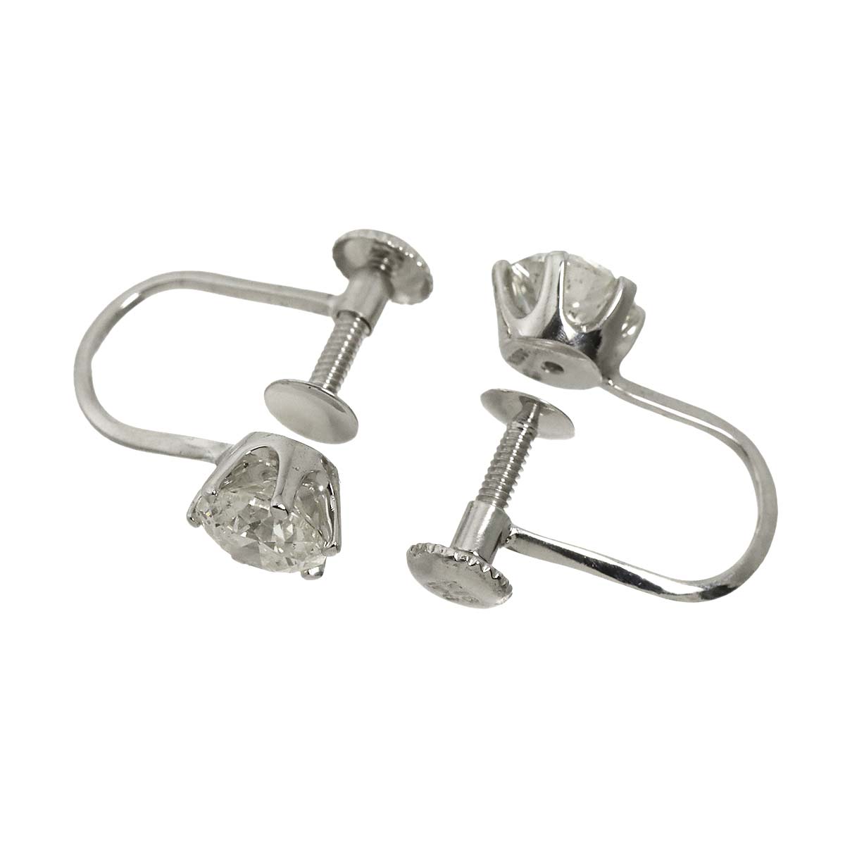 Diamond 0.52ct/0.52ct Earrings Clip-on 18K K18 WG 750