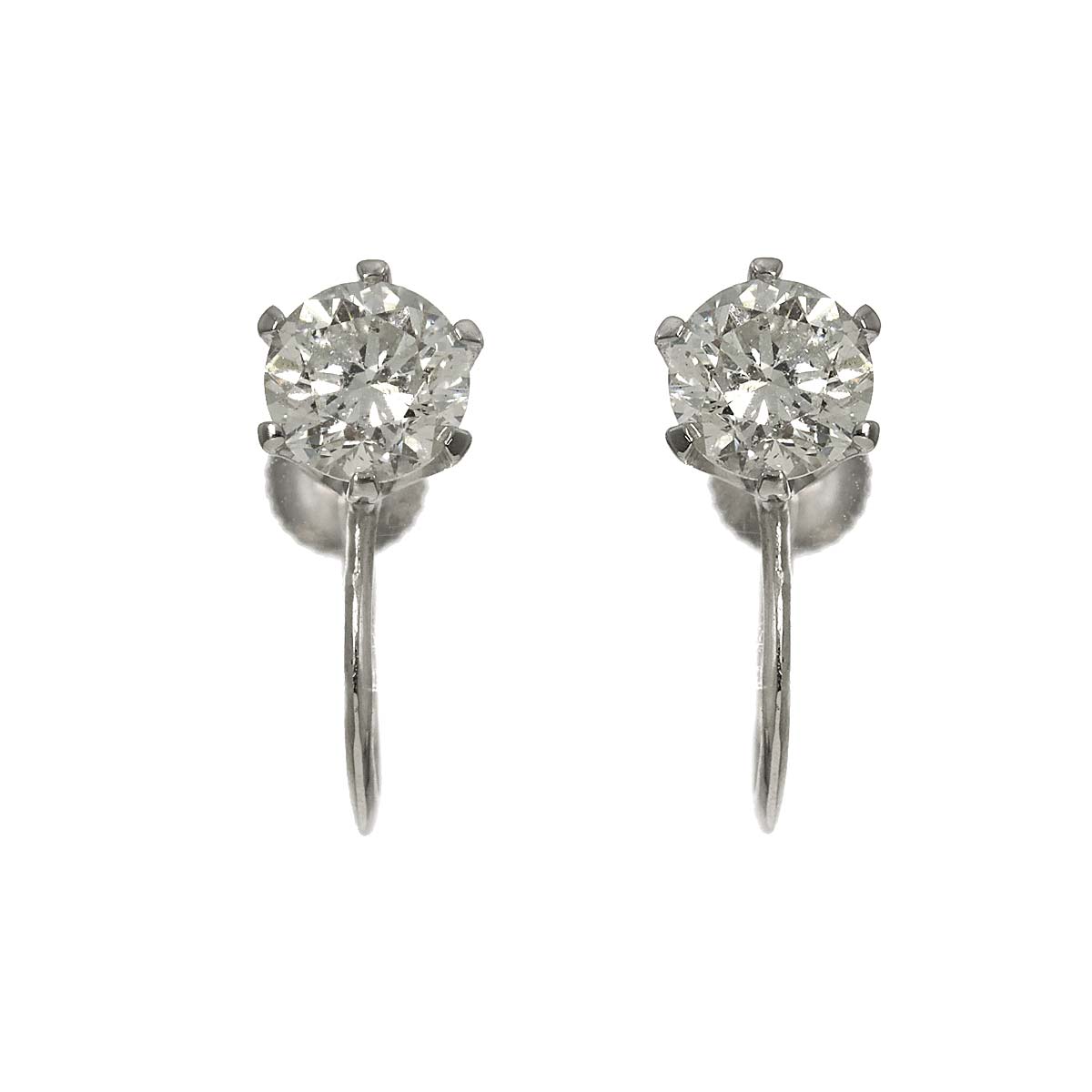 Diamond 0.52ct/0.52ct Earrings Clip-on 18K K18 WG 750