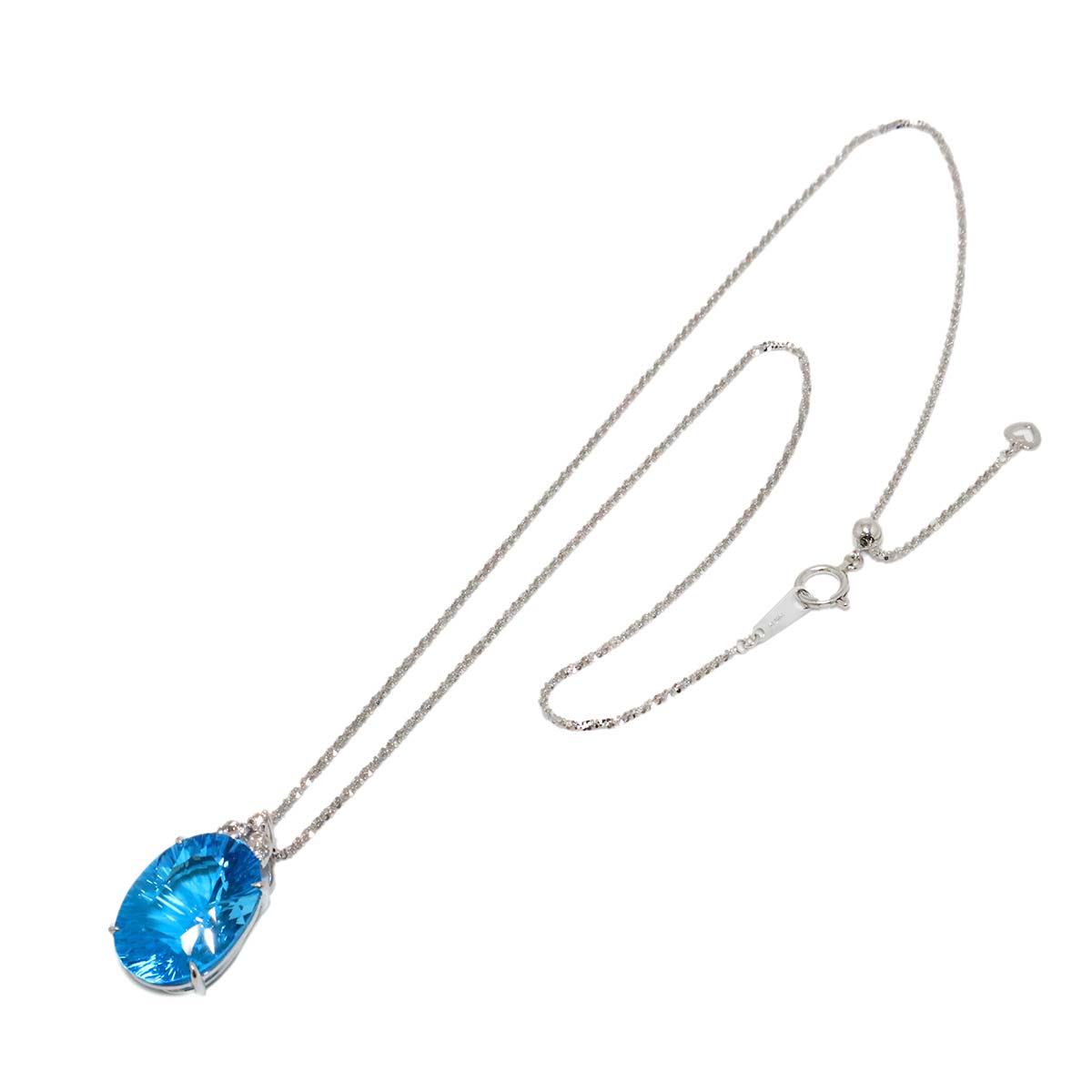BlueTopaz 19.85ct Diamond 0.17ct Necklace 18K WG White Gold 750