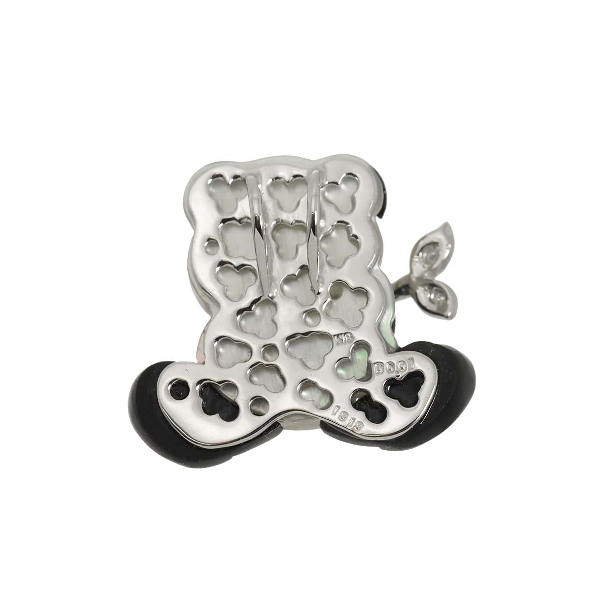 Diamond 0.01ct MOP Onyx Pendant Top 18K K18 WG White Gold 750