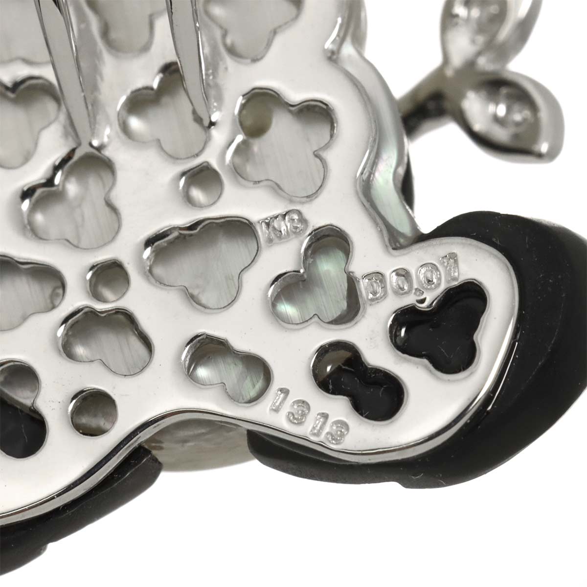 Diamond 0.01ct MOP Onyx Pendant Top 18K K18 WG White Gold 750