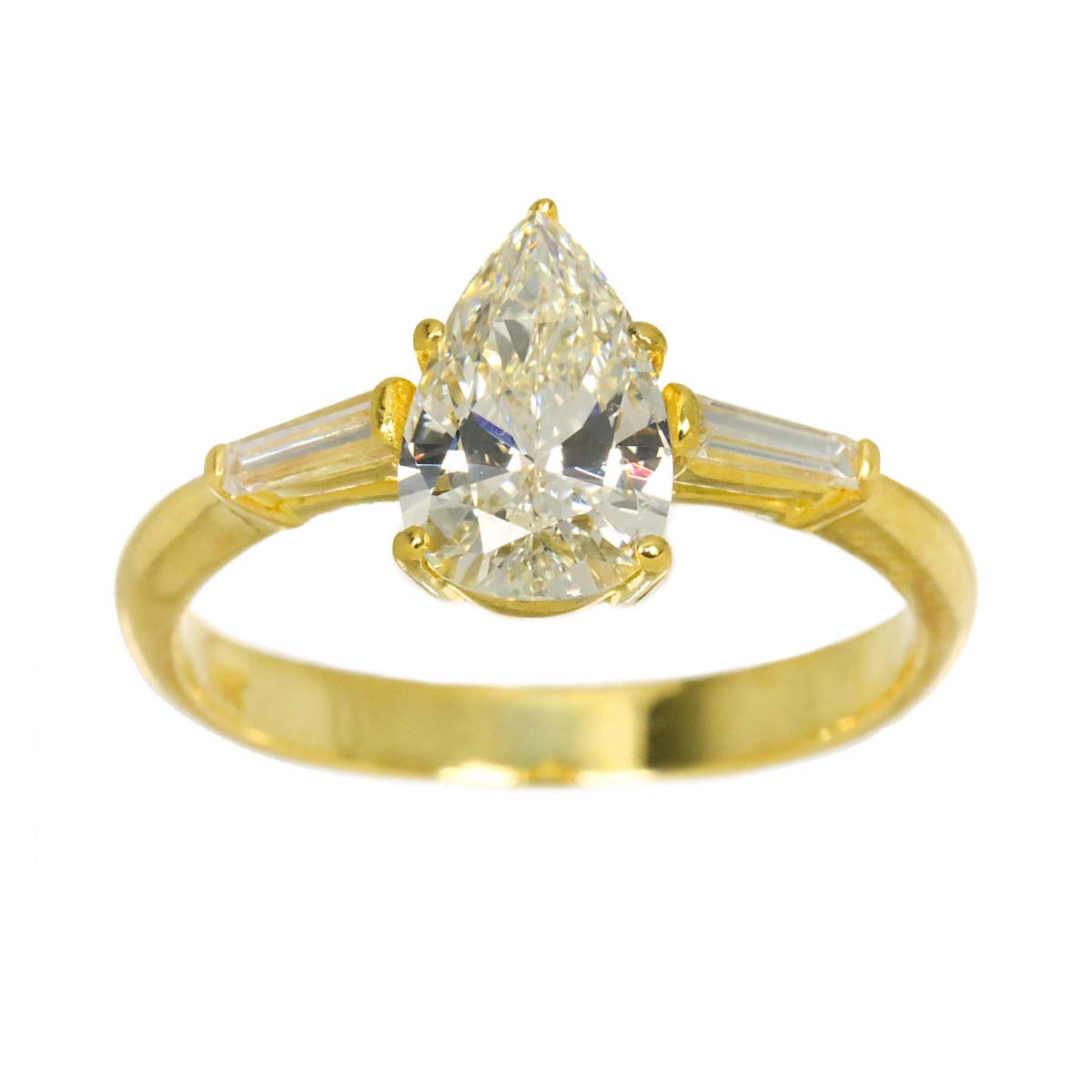 Diamond 1.01ct/0.16ct Ring 18K YG Yellow Gold 750 size5.25(US)