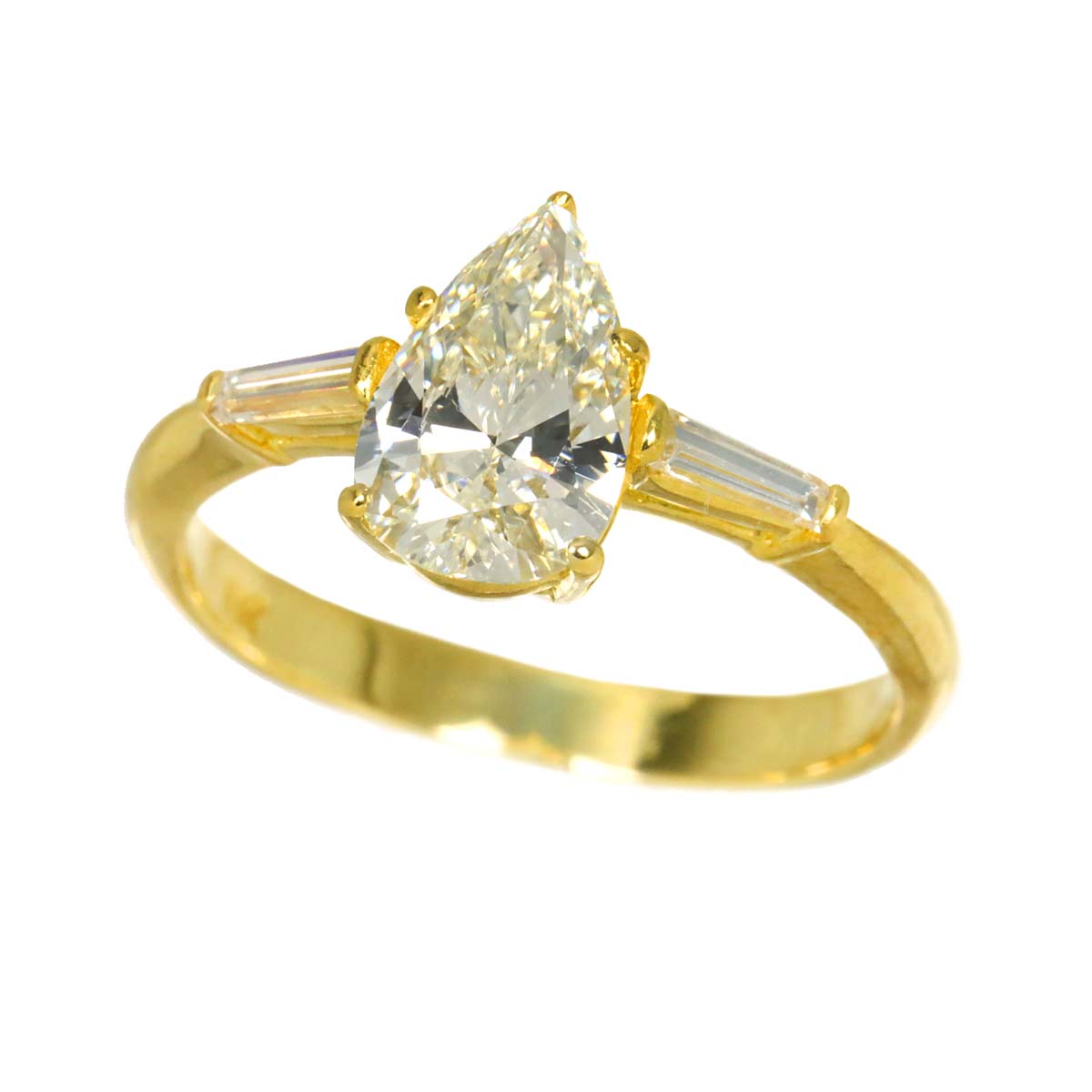 Diamond 1.01ct/0.16ct Ring 18K YG Yellow Gold 750 size5.25(US)