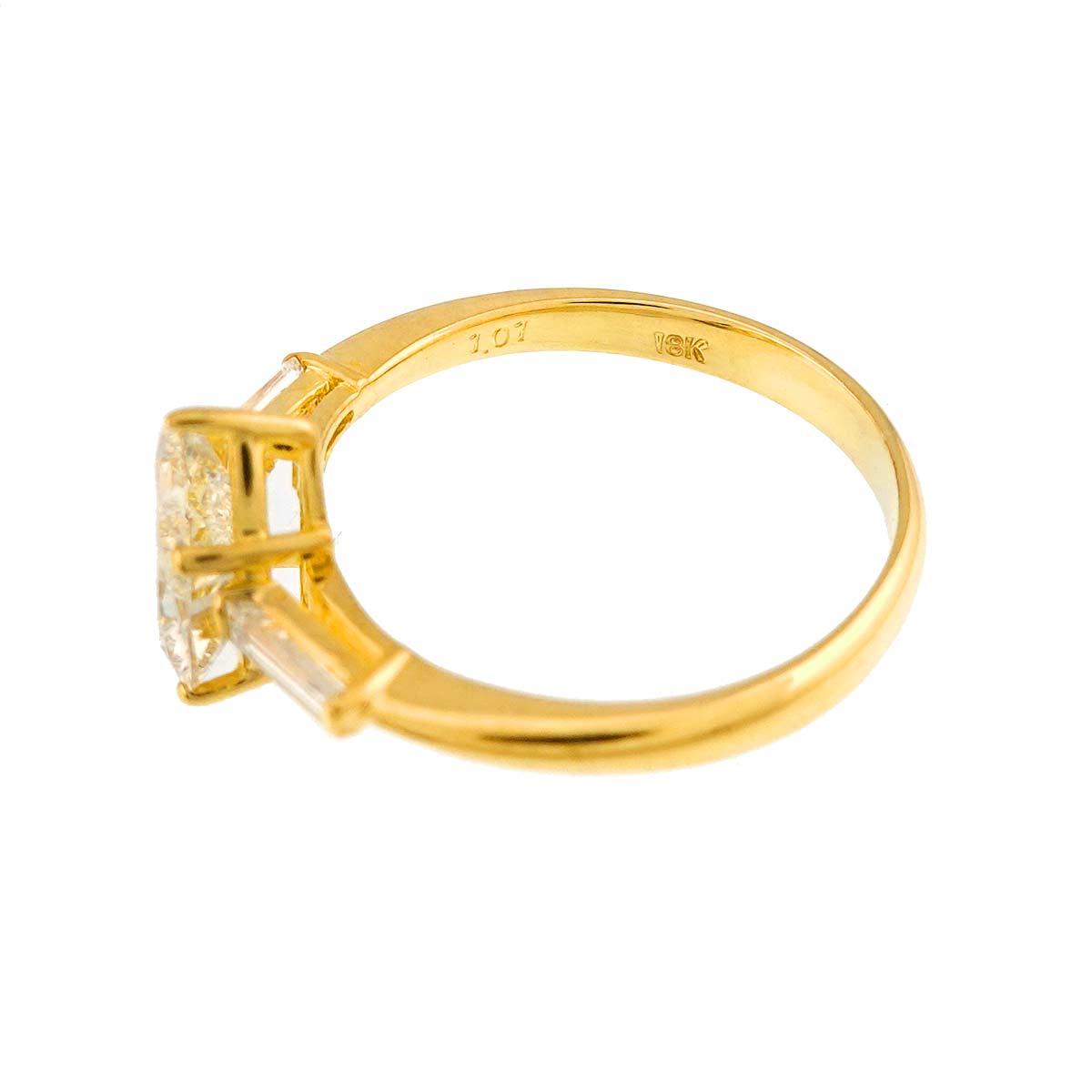 Diamond 1.01ct/0.16ct Ring 18K YG Yellow Gold 750 size5.25(US)