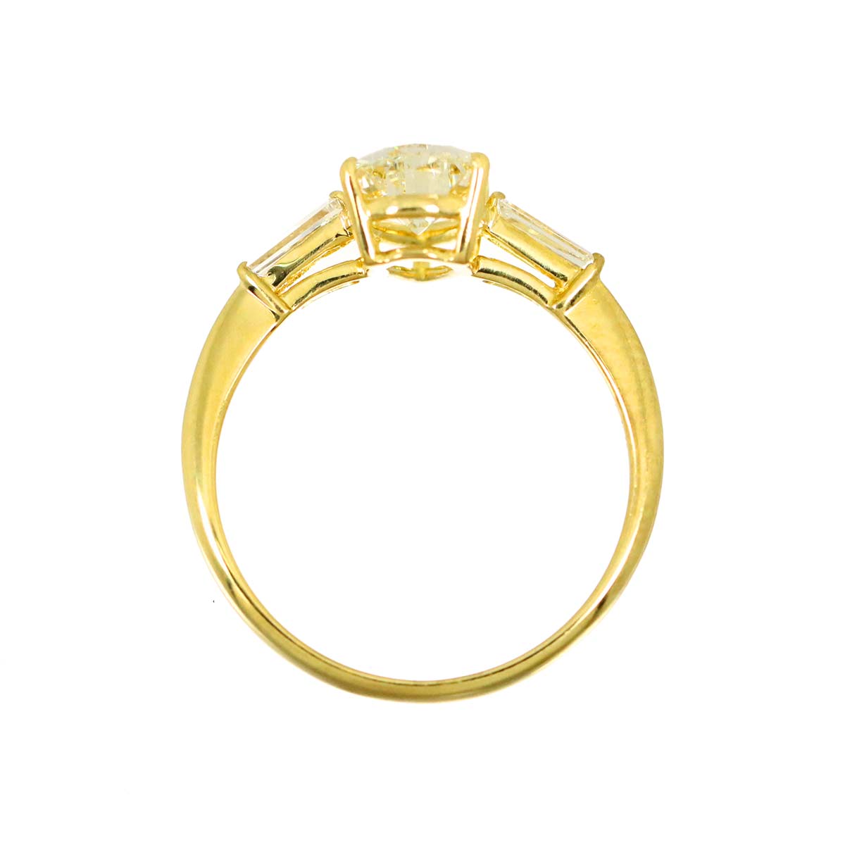 Diamond 1.01ct/0.16ct Ring 18K YG Yellow Gold 750 size5.25(US)