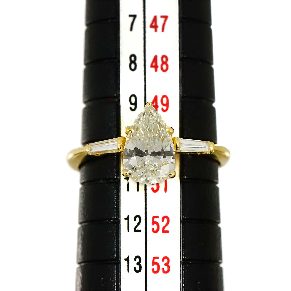 Diamond 1.01ct/0.16ct Ring 18K YG Yellow Gold 750 size5.25(US)