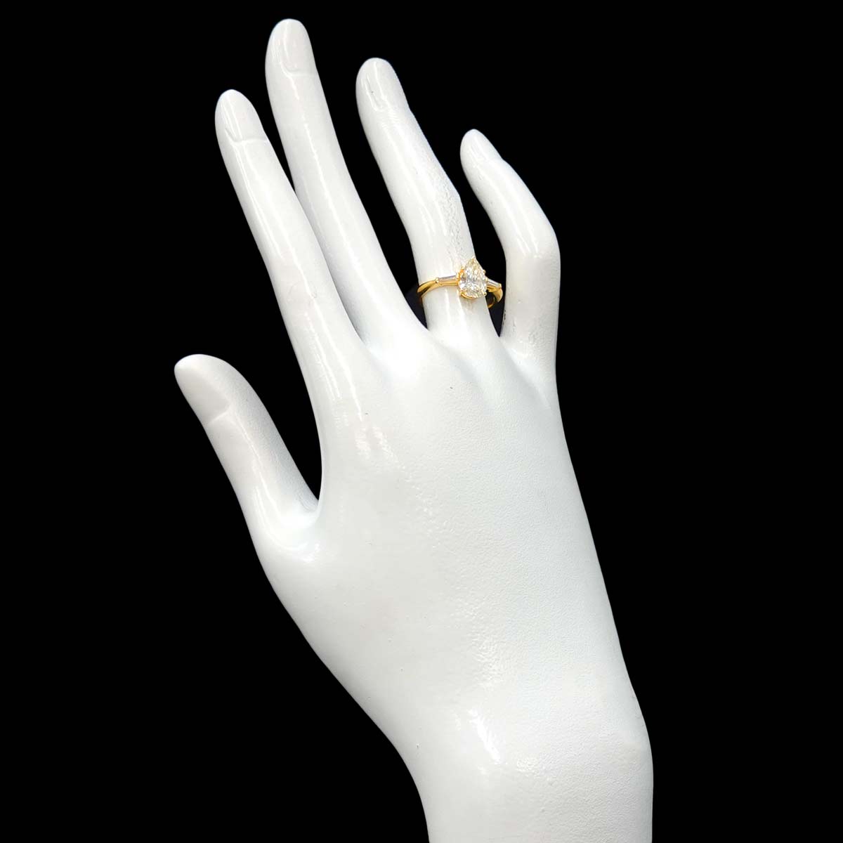 Diamond 1.01ct/0.16ct Ring 18K YG Yellow Gold 750 size5.25(US)