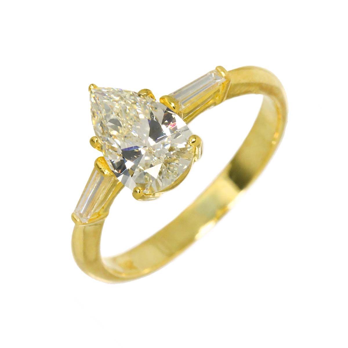 Diamond 1.01ct/0.16ct Ring 18K YG Yellow Gold 750 size5.25(US)