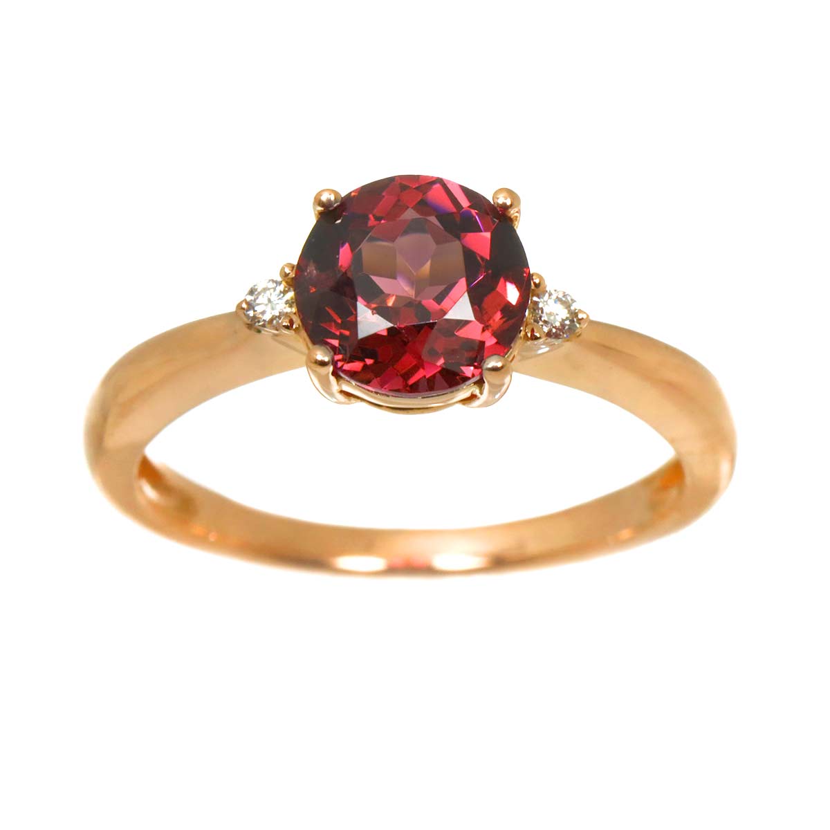 Tourmaline 1.40ct Diamond 0.03ct Ring 18K PG 750 Size5.5-5.75(US)