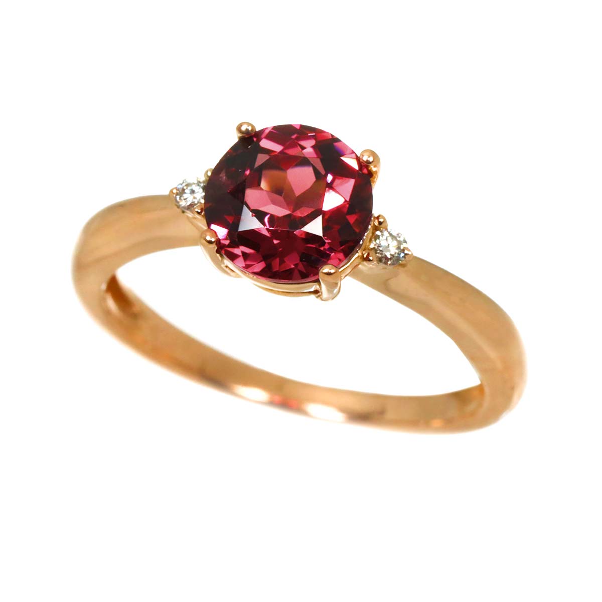 Tourmaline 1.40ct Diamond 0.03ct Ring 18K PG 750 Size5.5-5.75(US)
