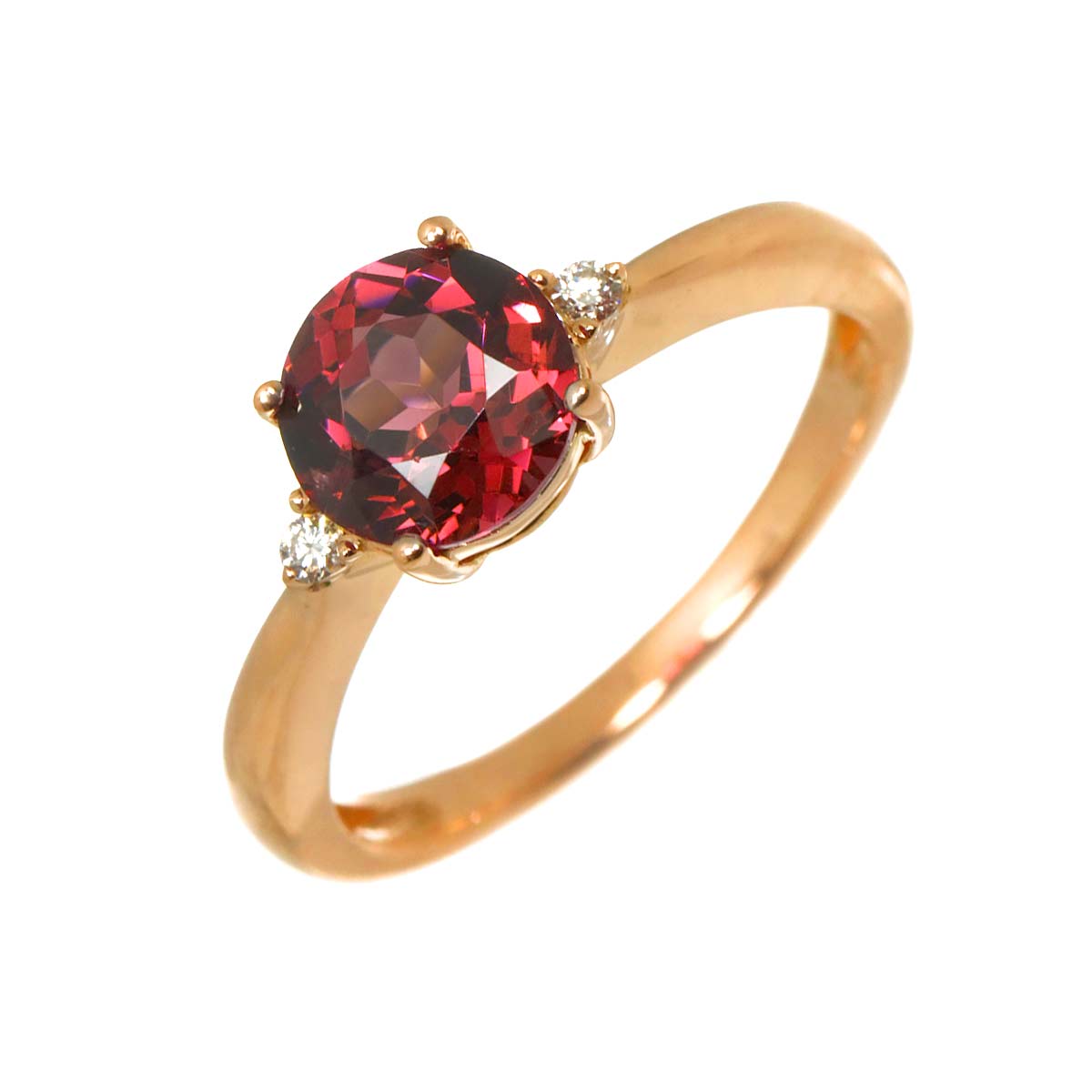 Tourmaline 1.40ct Diamond 0.03ct Ring 18K PG 750 Size5.5-5.75(US)