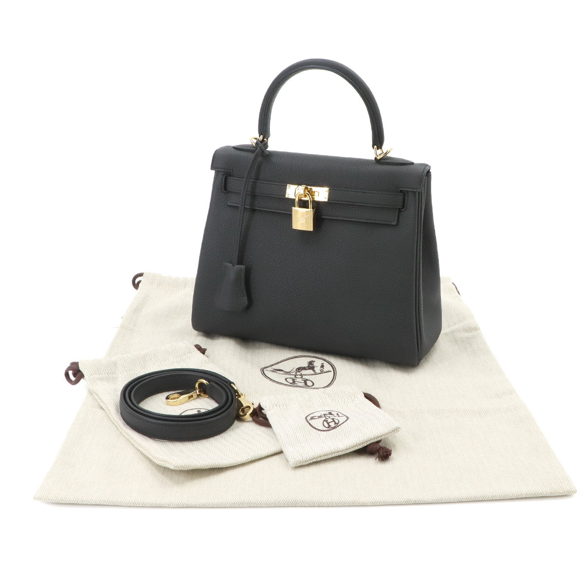 Kelly 25 Togo Plomb Hand Shoulder Bag Purse