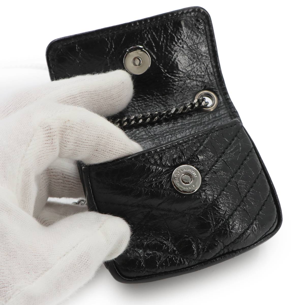 Niki Chain Shoulder Pouch Leather Black 710844