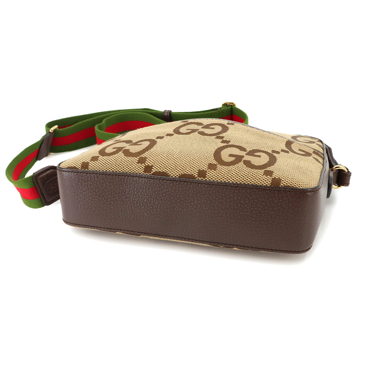 Jumbo GG Messenger Shoulder Bag Canvas Leather Camel Ebony 675891