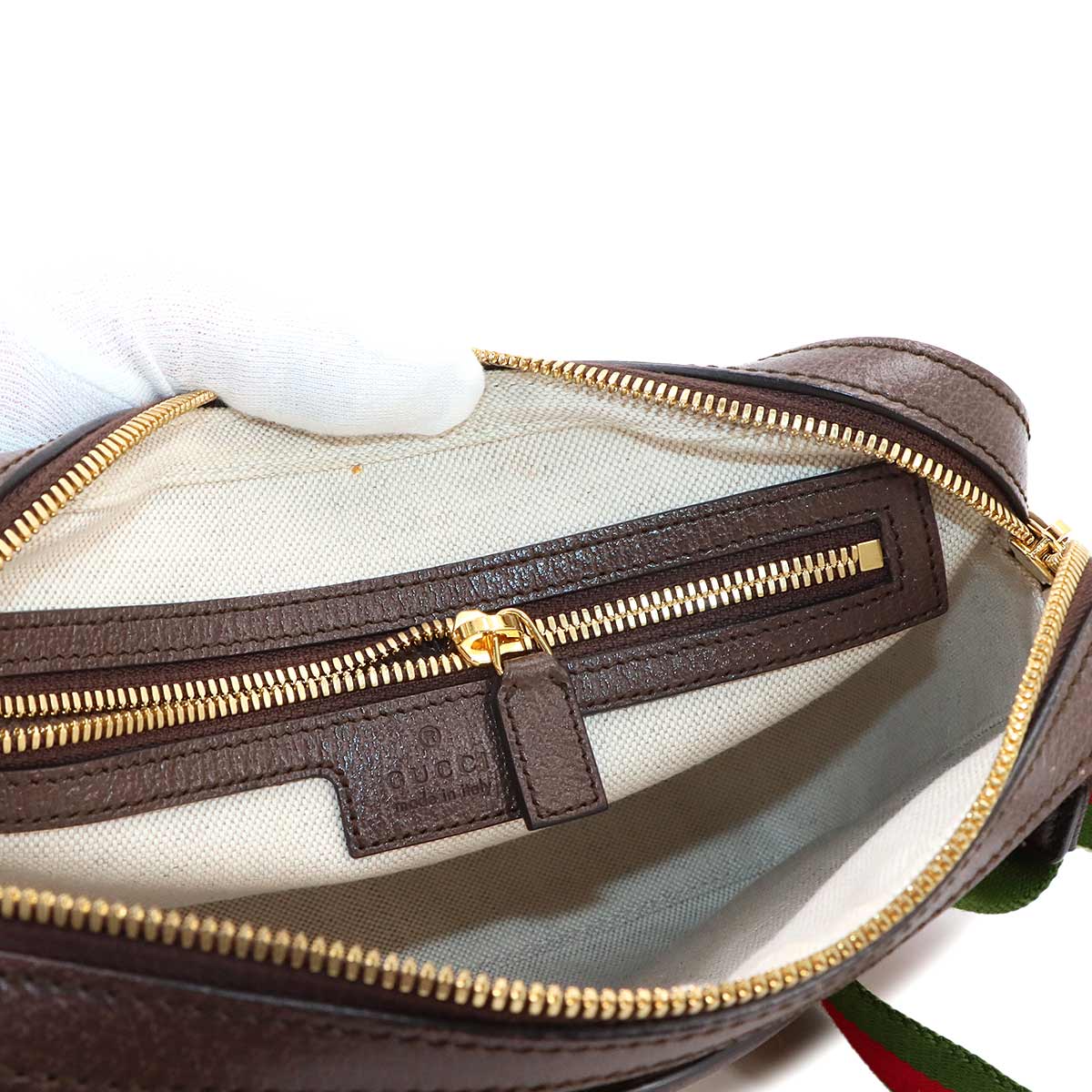 Jumbo GG Messenger Shoulder Bag Canvas Leather Camel Ebony 675891