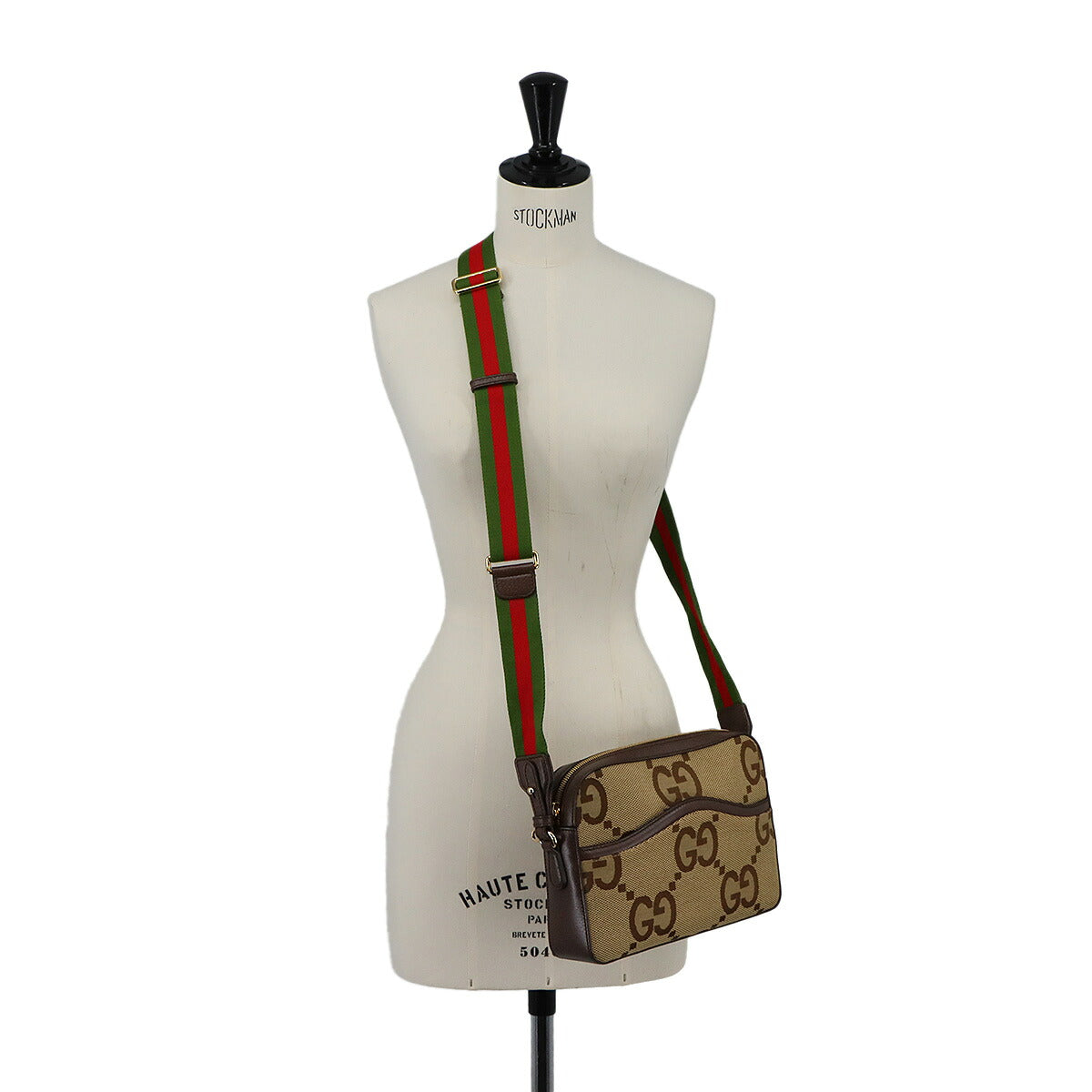Jumbo GG Messenger Shoulder Bag Canvas Leather Camel Ebony 675891