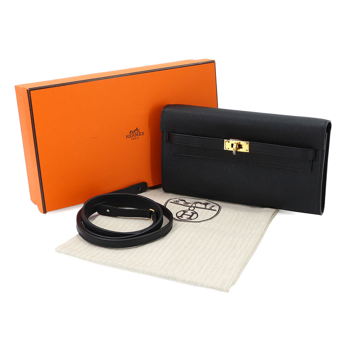 Kelly To Go Shoulder Wallet Epsom Black Purse