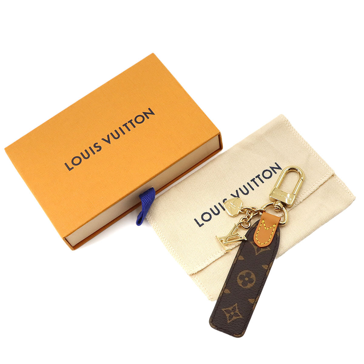 Monogram LV Cherished Tab Bag Charm Key Holder Brown