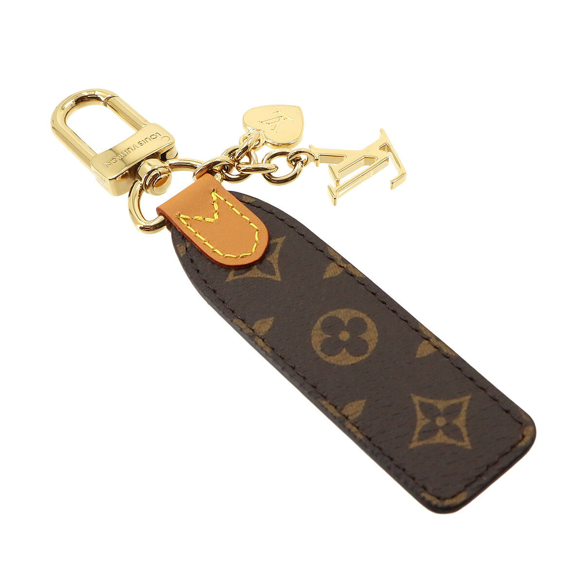 Monogram LV Cherished Tab Bag Charm Key Holder Brown