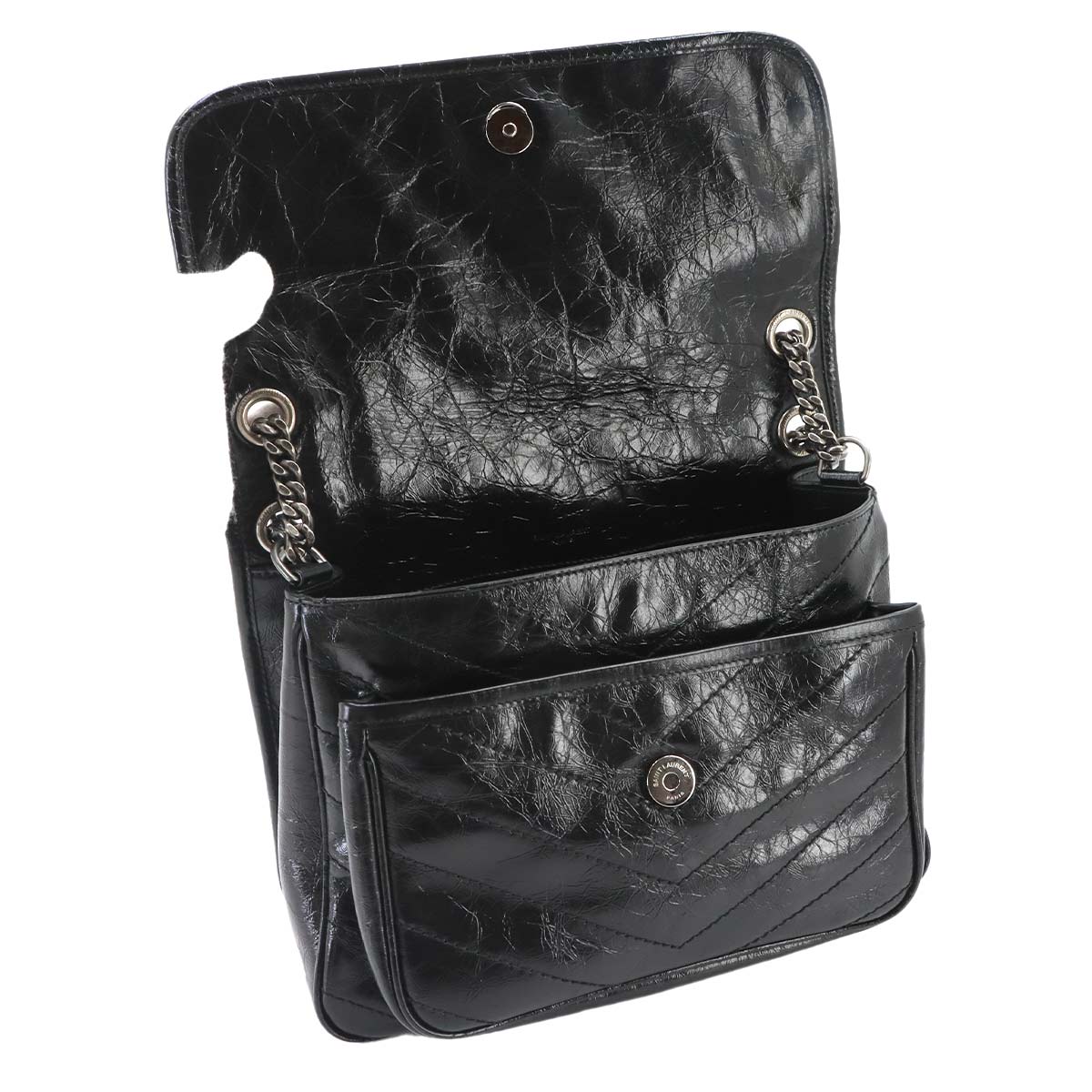 Niki Medium Chain Shoulder Bag Leather Noir 633158
