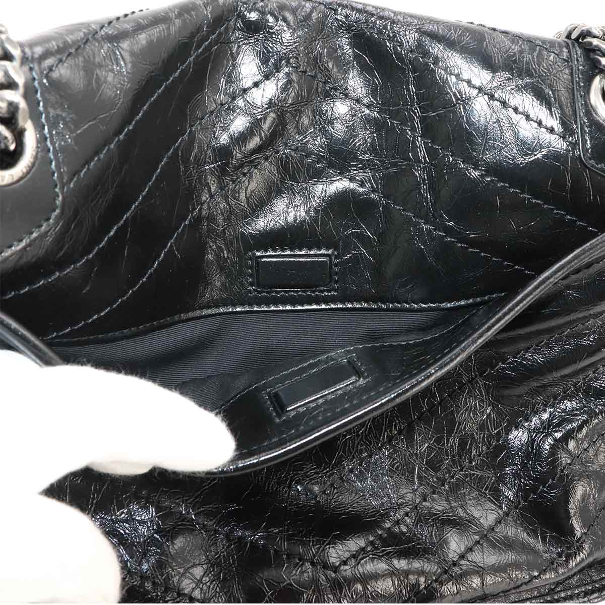 Niki Medium Chain Shoulder Bag Leather Noir 633158