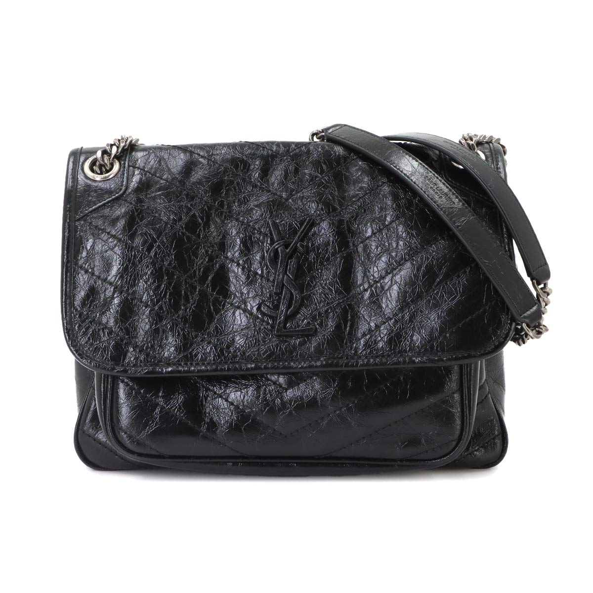 Niki Medium Chain Shoulder Bag Leather Noir 633158