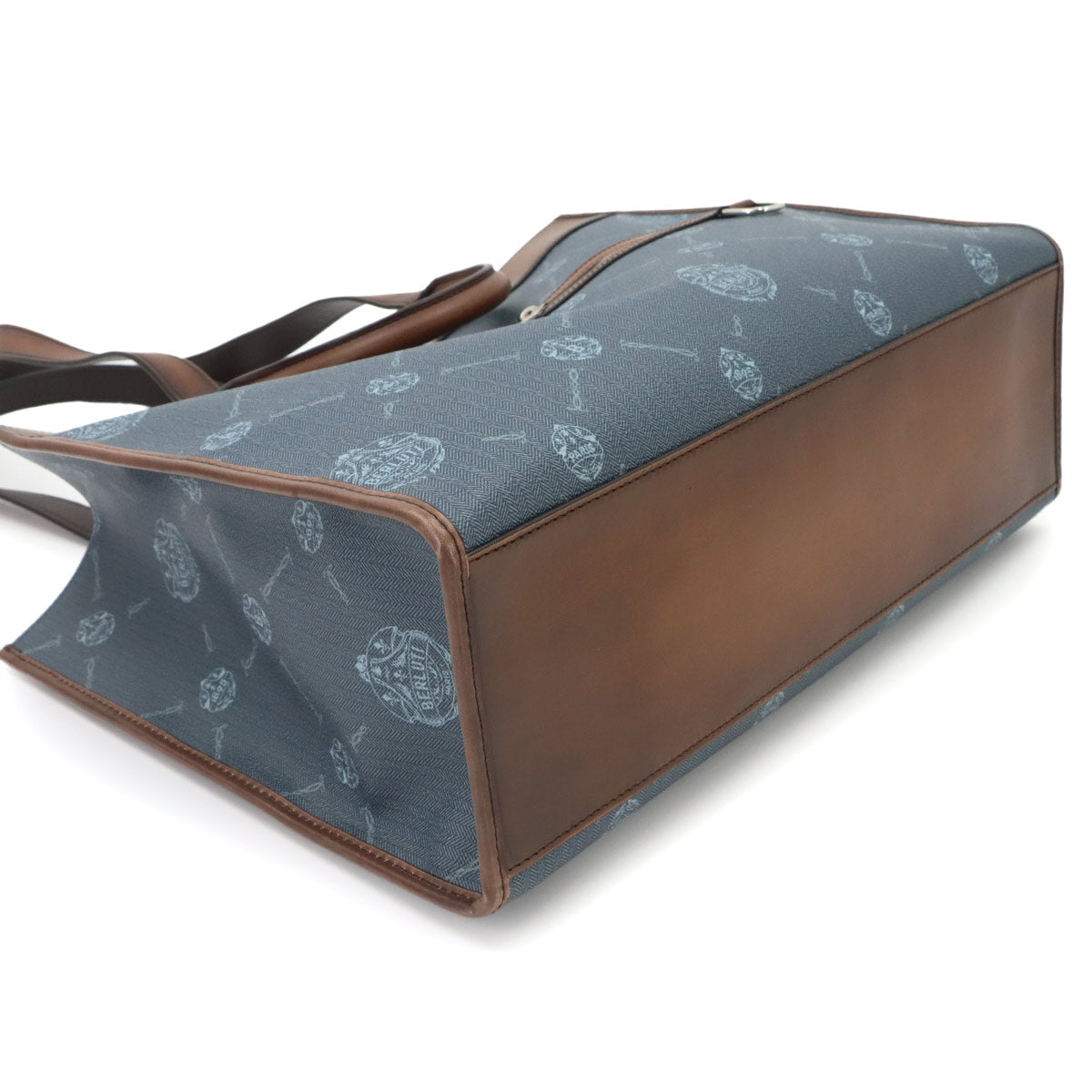 Ulysse Small 2way Tote Shoulder Bag PVC Leather Blue Brown