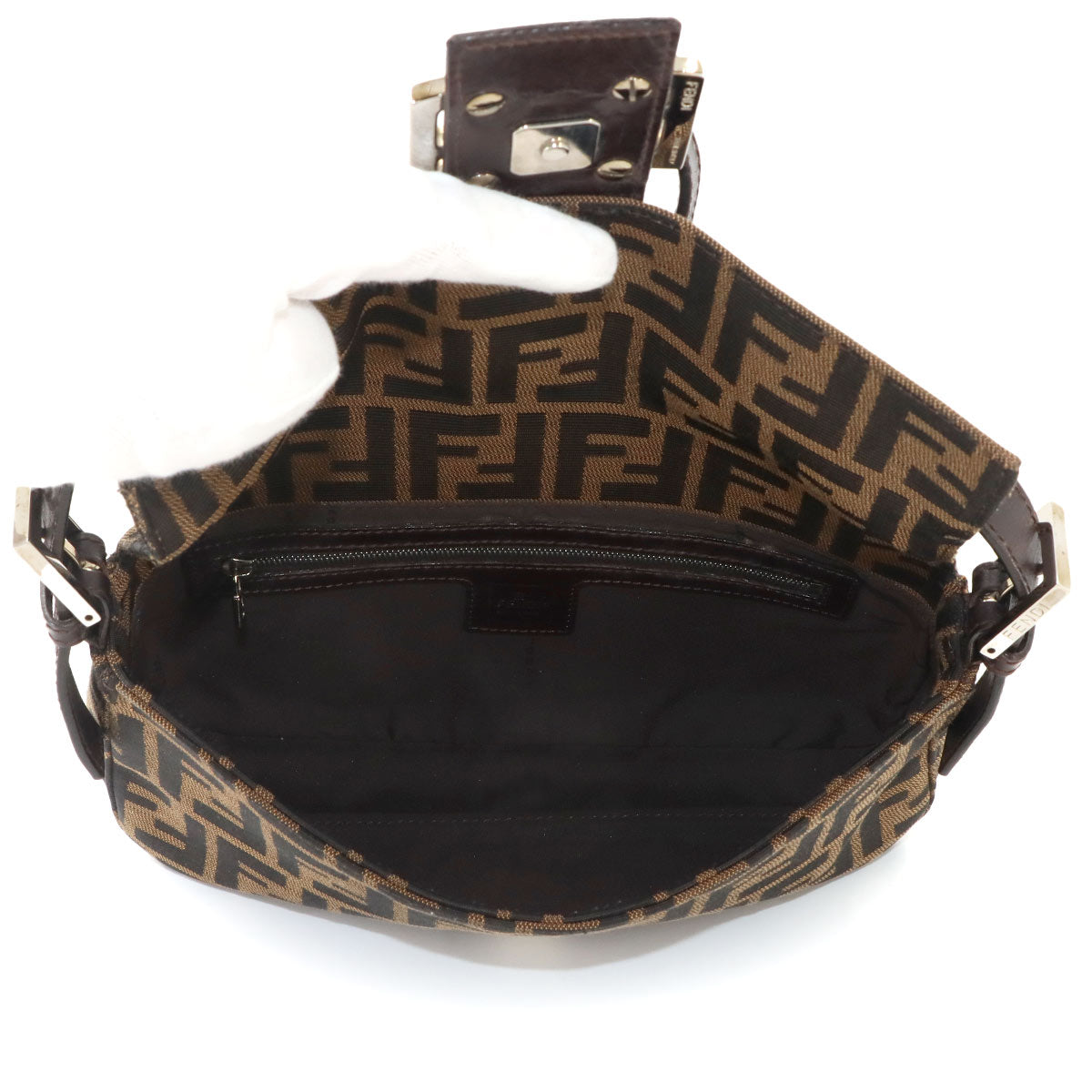 Zucca Mamma Baguette Shoulder Bag Canvas Leather Brown 26424