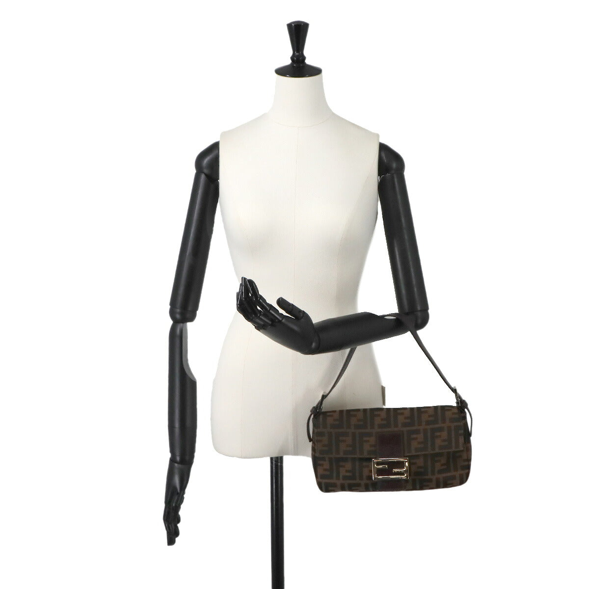 Zucca Mamma Baguette Shoulder Bag Canvas Leather Brown 26424