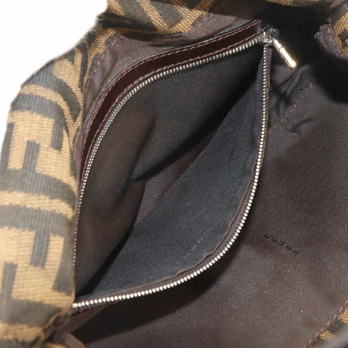 Zucca Mamma Baguette Shoulder Bag Canvas Leather Brown 26424