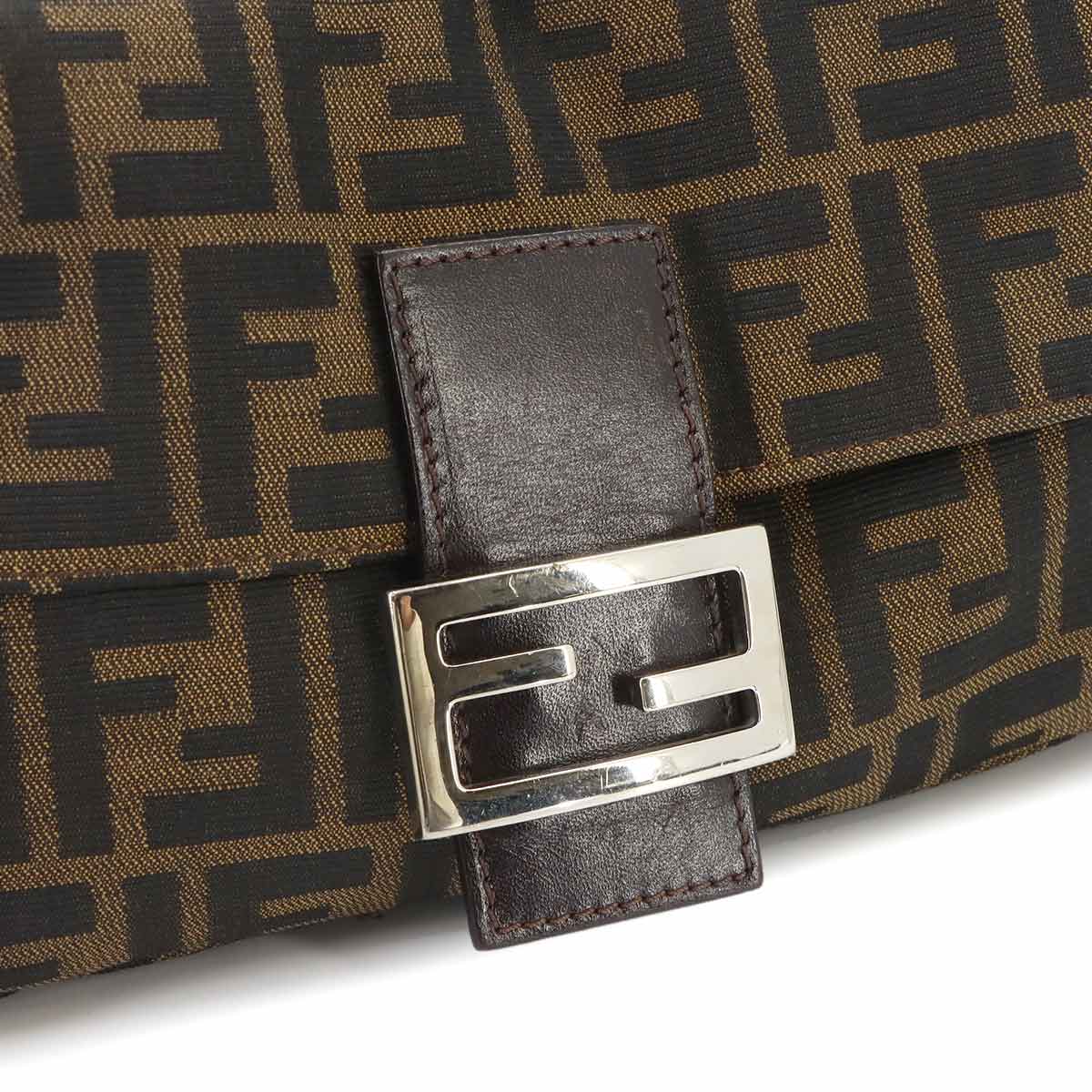 Zucca Mamma Baguette Shoulder Bag Canvas Leather Brown 26424