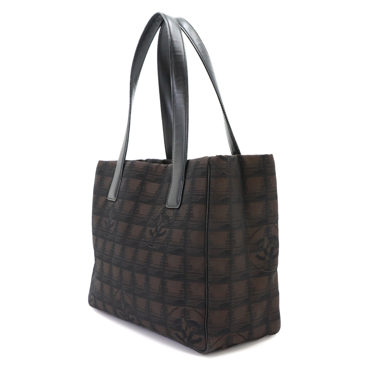 New Travel Line Tote PM Bag Nylon Jacquard Leather Brown A20457