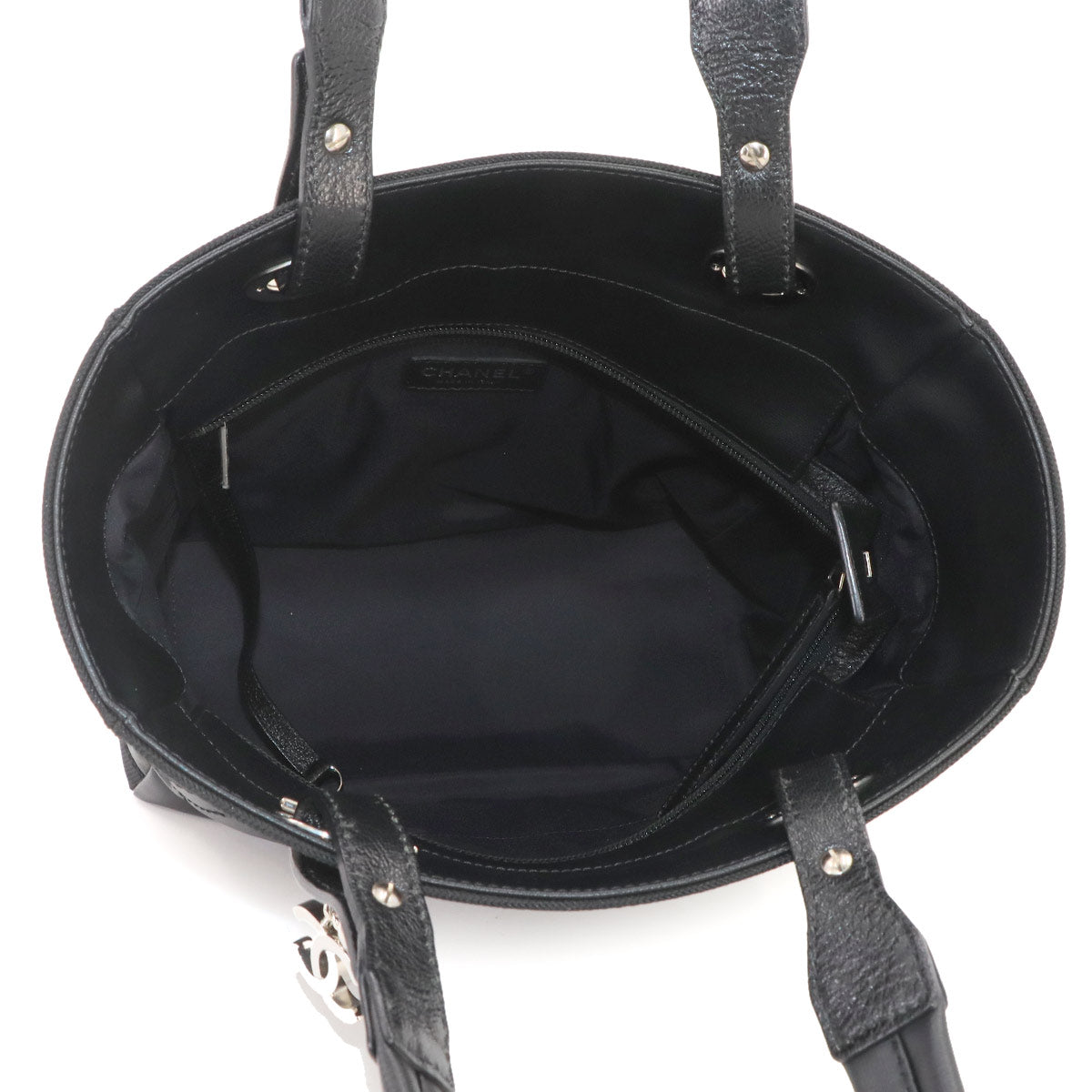 Paris Biarritz PM Tote Bag PVC Nylon Leather Black A34208 Purse