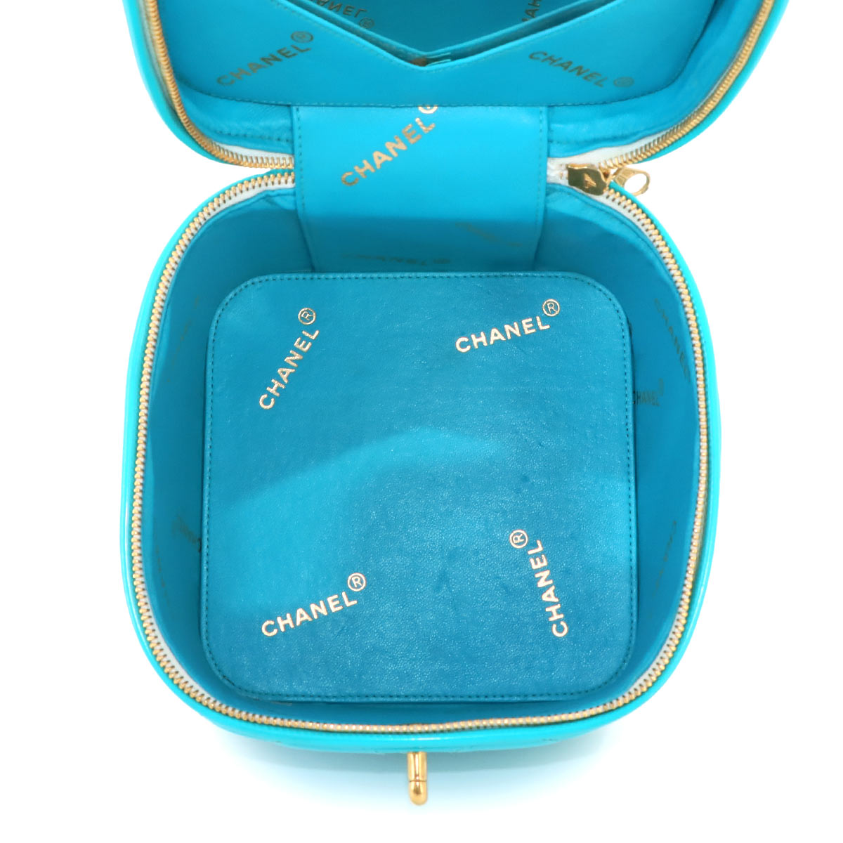 Vanity Hand Bag Patent Leather Blue Vintage Purse