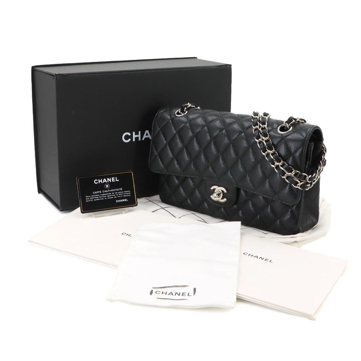 Matelasse 25 Chain Shoulder Bag Leather Black A01112 Purse