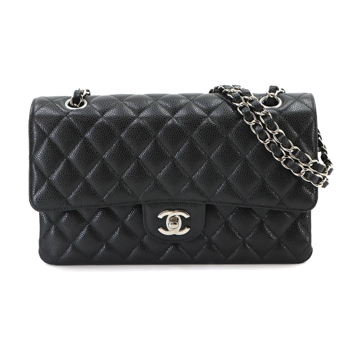 Matelasse 25 Chain Shoulder Bag Leather Black A01112 Purse