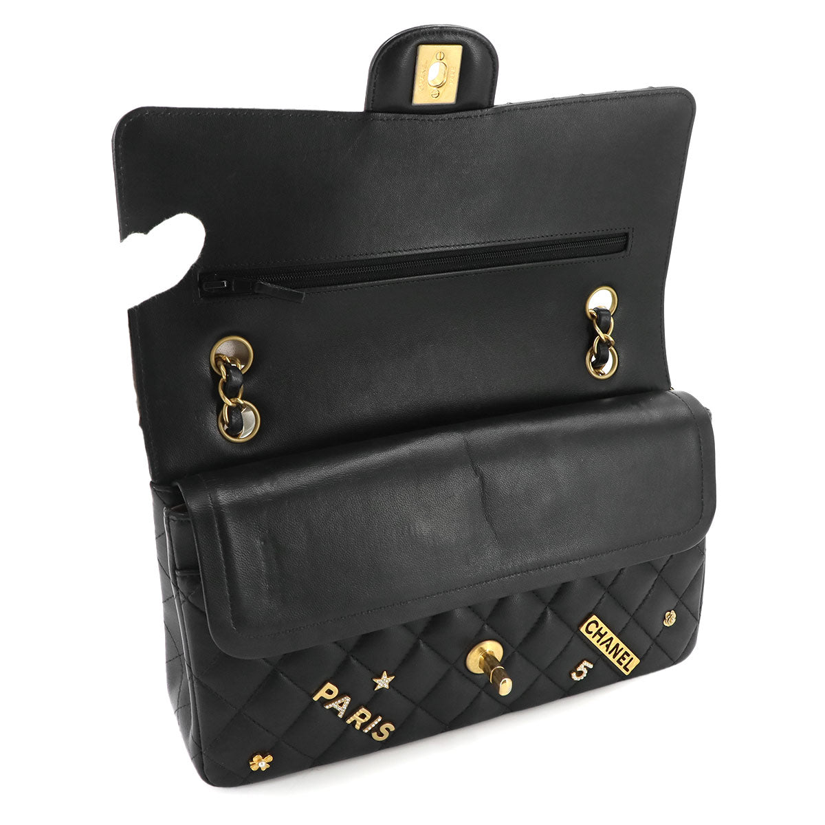 Matelasse 25 Chain Shoulder Bag Leather Black A01112