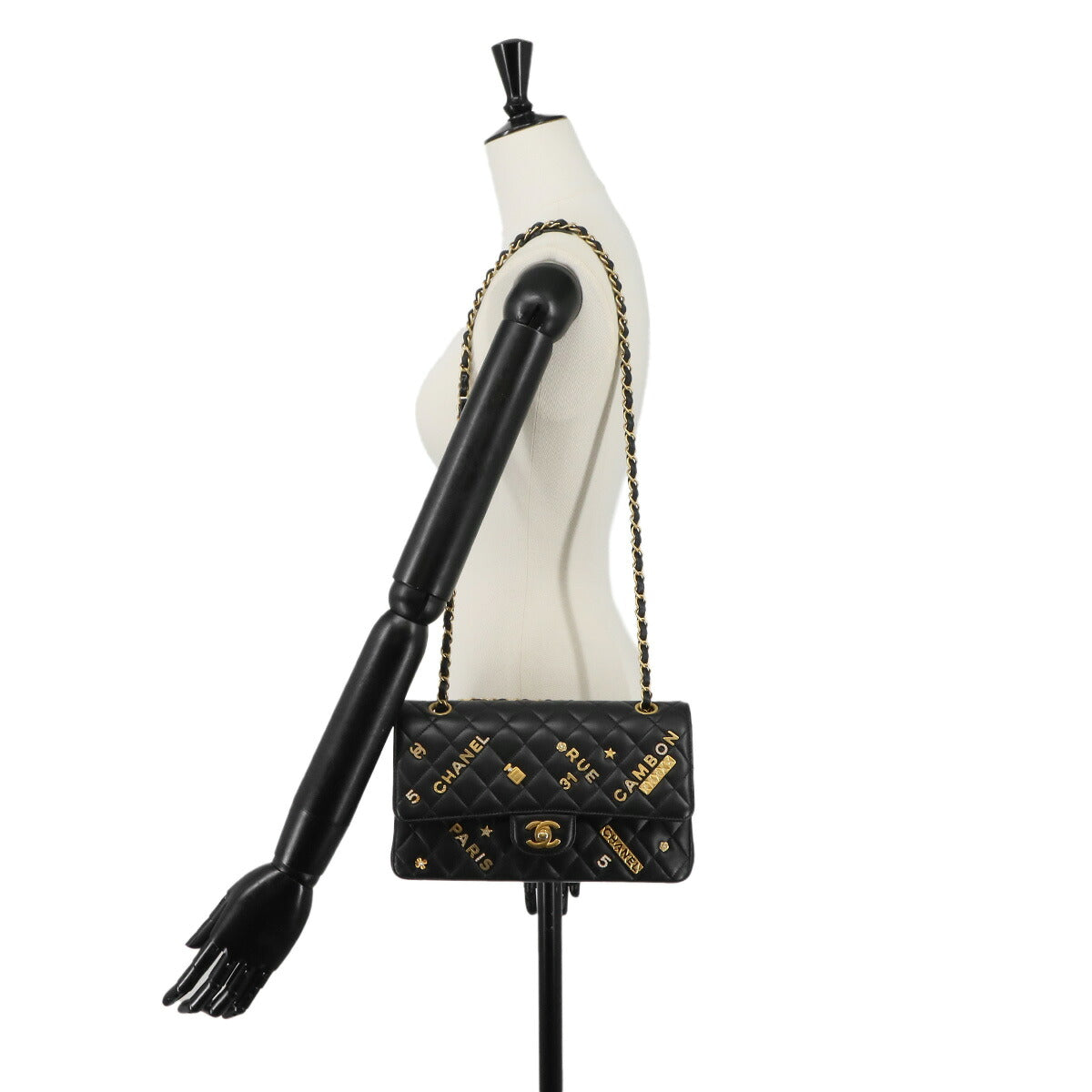 Matelasse 25 Chain Shoulder Bag Leather Black A01112