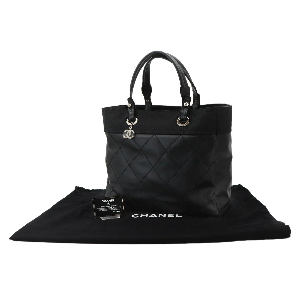 Paris Biarritz GM Tote Bag PVC Nylon Leather Black A34210 Purse