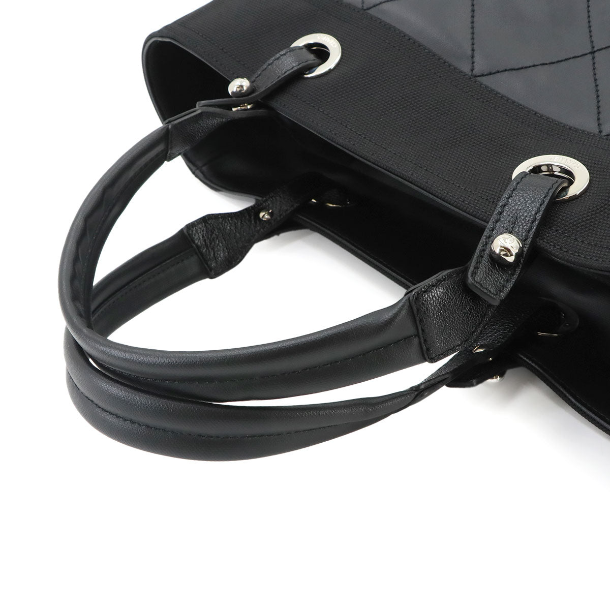 Paris Biarritz GM Tote Bag PVC Nylon Leather Black A34210 Purse