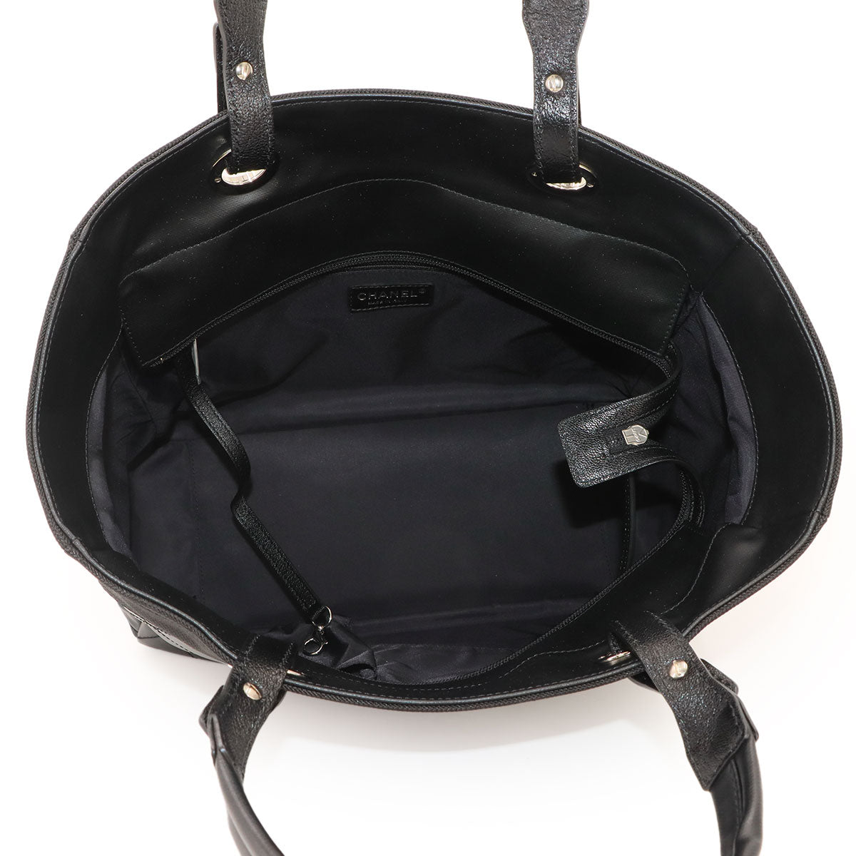 Paris Biarritz GM Tote Bag PVC Nylon Leather Black A34210 Purse