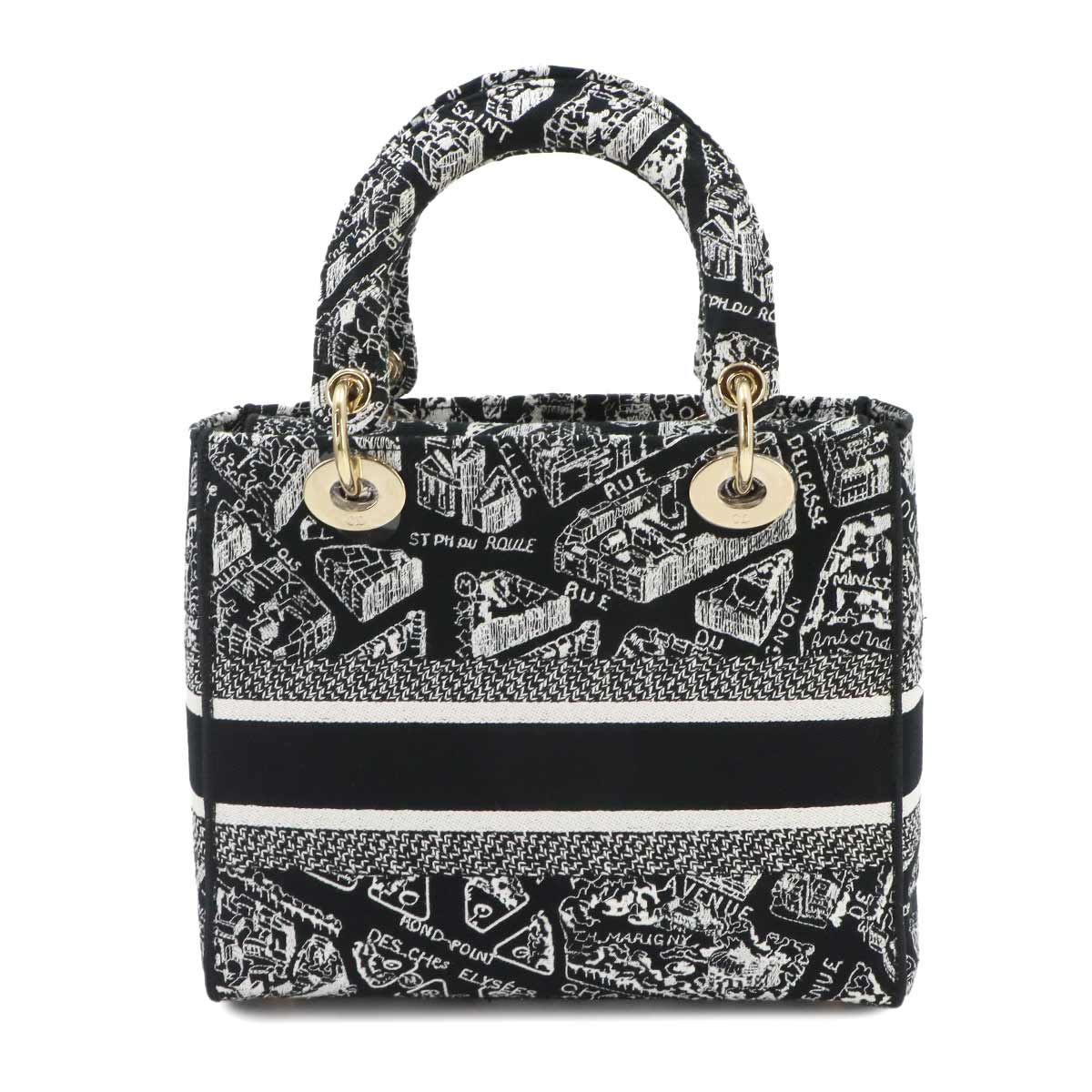 Lady D-Lite Medium Hand Shoulder Bag Canvas Black