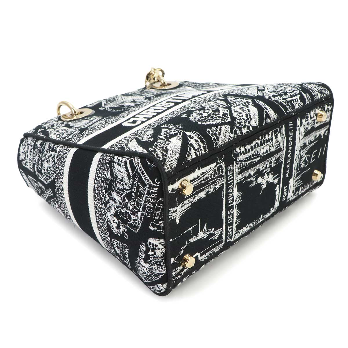 Lady D-Lite Medium Hand Shoulder Bag Canvas Black