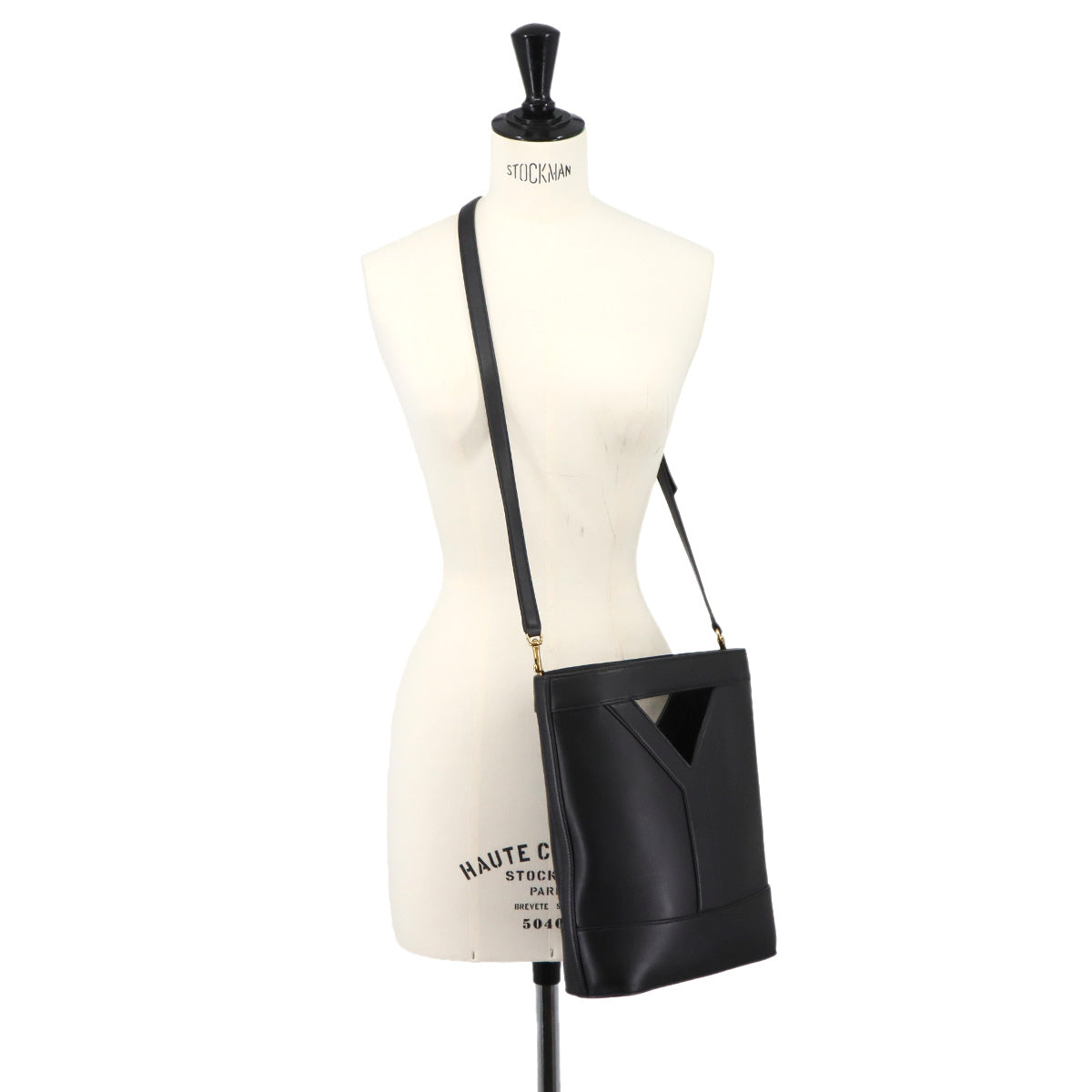 Y Small Bucket Hand Shoulder Bag Leather Black 808224