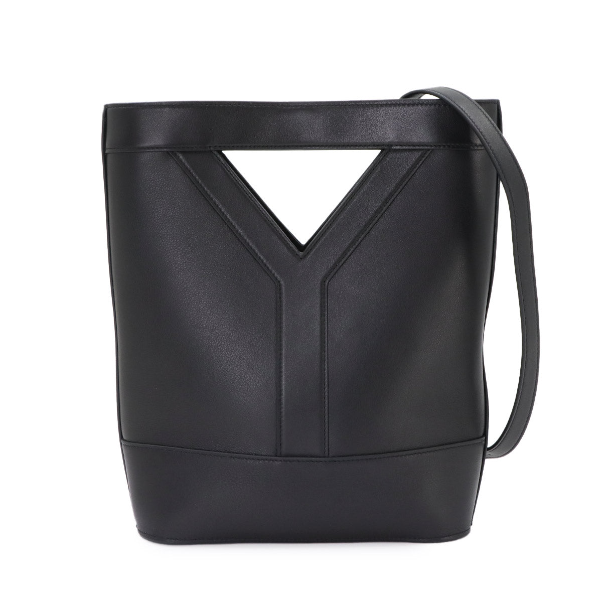 Y Small Bucket Hand Shoulder Bag Leather Black 808224