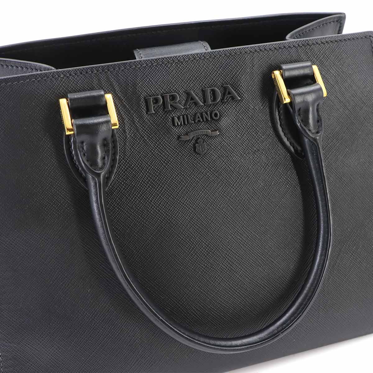 Hand Shoulder Bag Saffiano Leather Black Purse