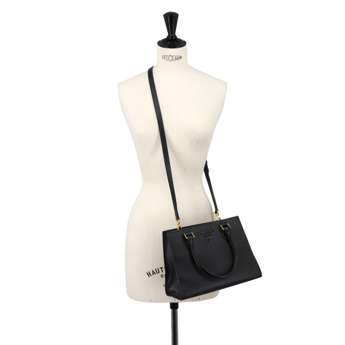 Hand Shoulder Bag Saffiano Leather Black Purse