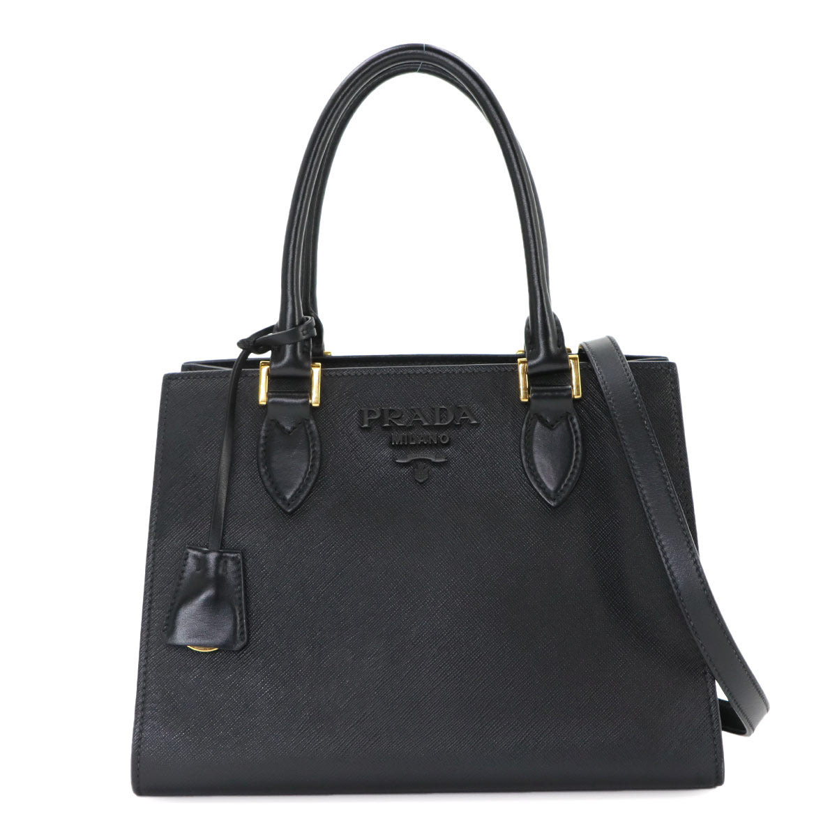 Hand Shoulder Bag Saffiano Leather Black Purse