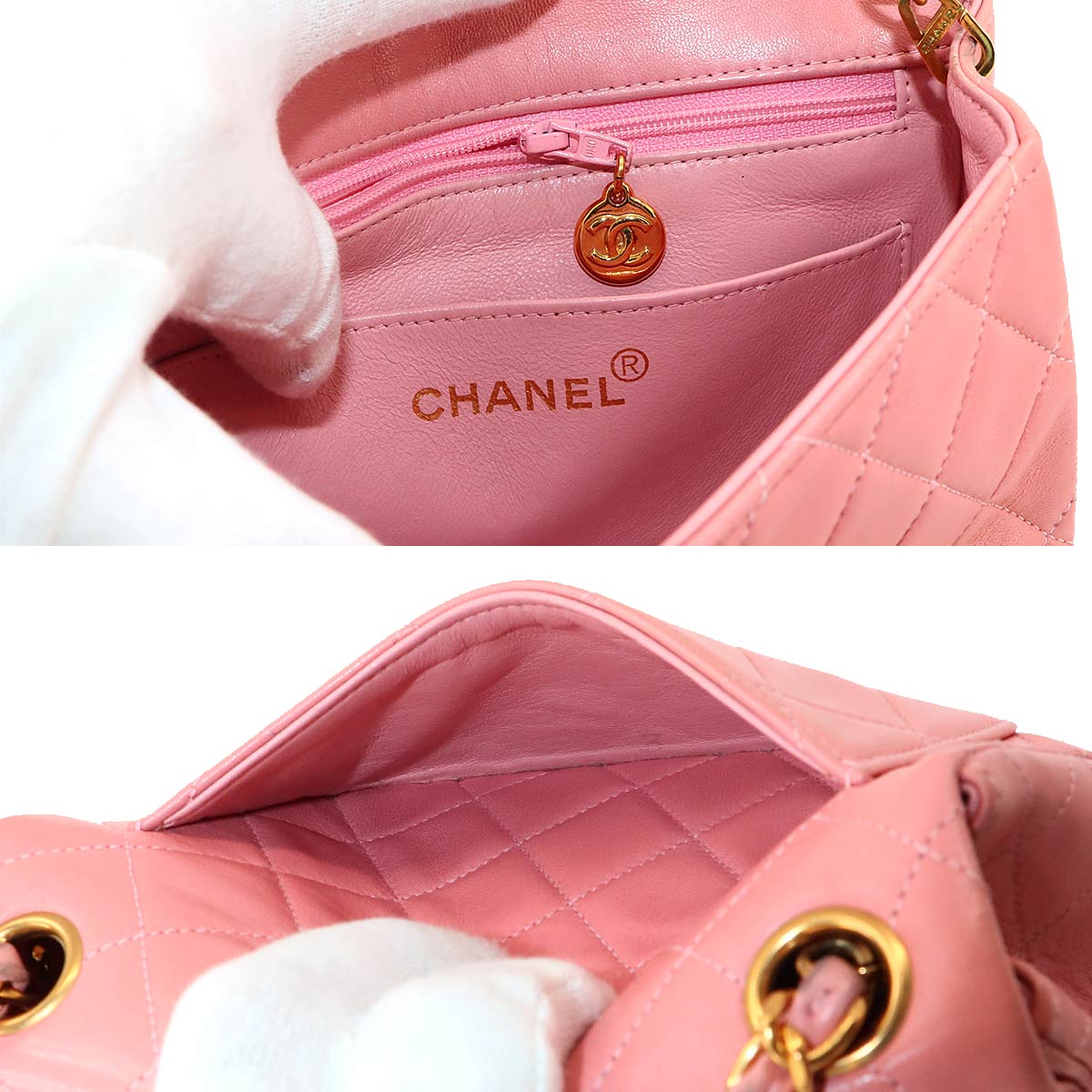 Mini Matelasse Chain Shoulder Bag Leather Pink